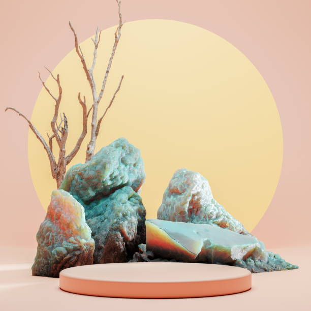istock Premium podium made on pastel background with plant branches 1495581338