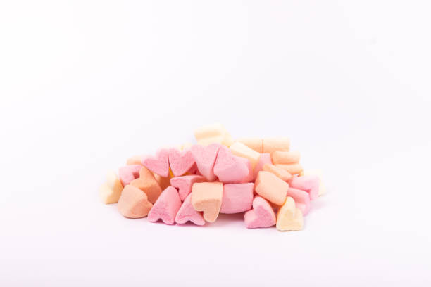 istock Delicious pink marshmallow isolated on white background. Sweets with strawberry flavor. 1495583171