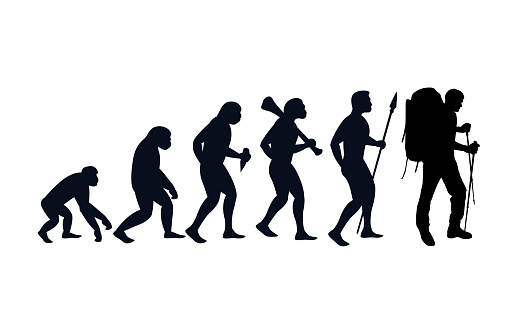Evolusi Dari Primata Menjadi Traveler Ilustrasi Stok - Unduh Gambar