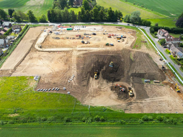 istock Drone top down view of a newly cleared housing development site in the UK. 1495591955