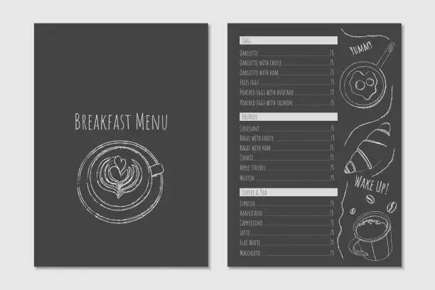 Vector illustration of Vector breakfast menu template