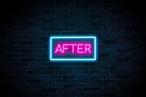Before After text neon