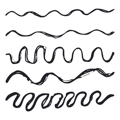Squiggly lines vector set.