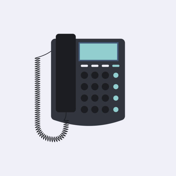 стационарный настольный телефон с цифровым дисплеем - telephone receiver illustrations stock illustrations