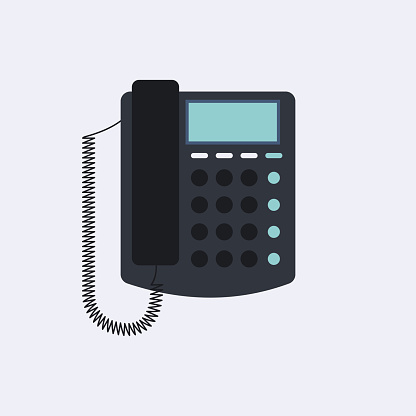 Landline office desk phone. Vector graphic design.