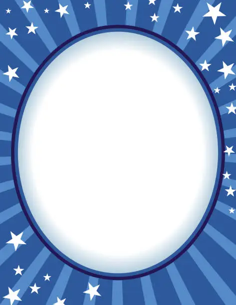 Vector illustration of Blank Oval Starburst Frame With Stars