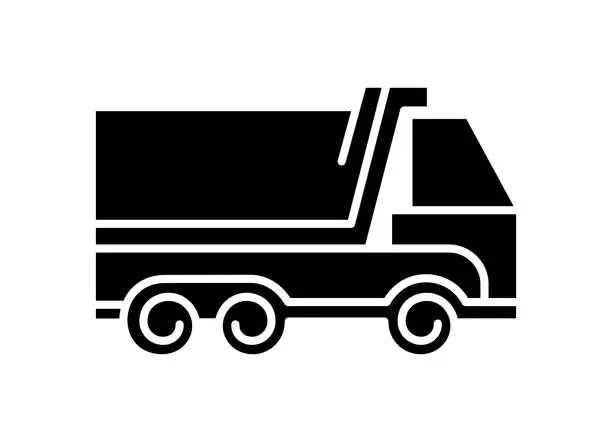 Vector illustration of Truck Black Filled Vector Icon