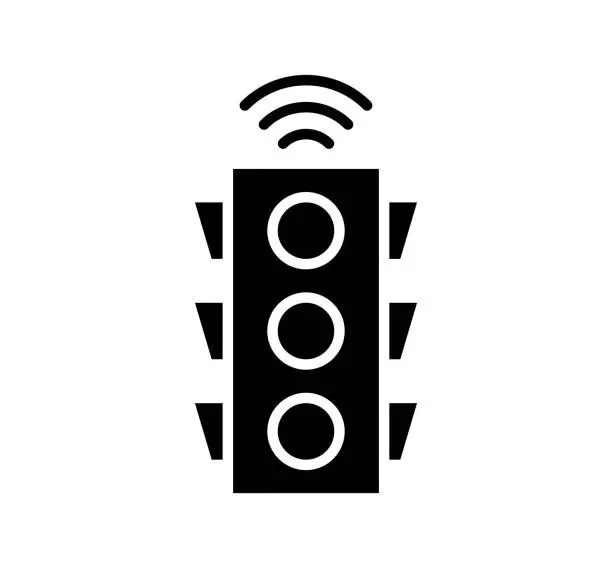 Vector illustration of Smart Traffic Lights Filled Vector Icon