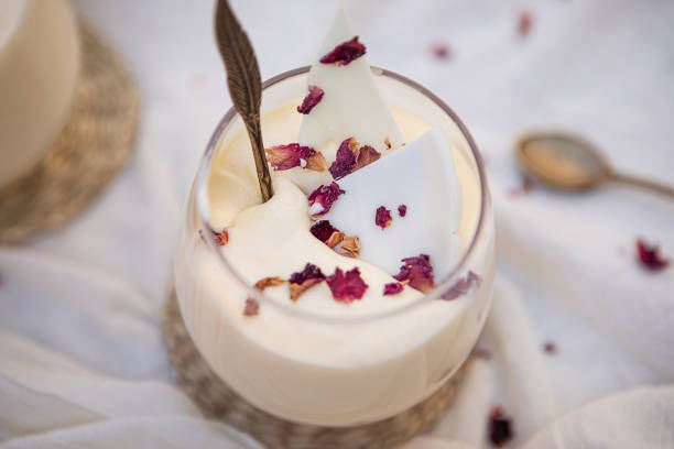 istock White chocolate mousse with rose petals 1495638762