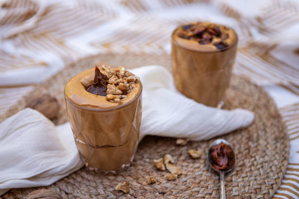 istock Dulce de leche mousse with caramelized dried fruits 1495638858