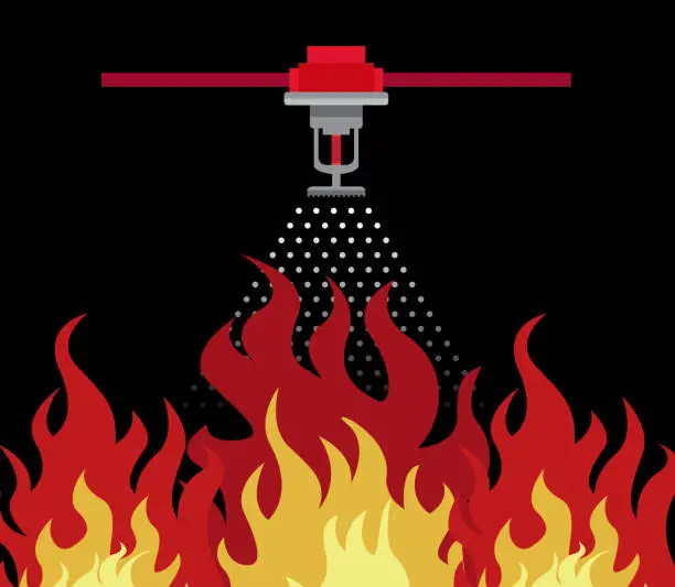 Vector illustration of fire sprinkler system , safety first , vector illustrator