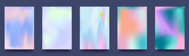 Vector illustration of Set of abstract gradient backgrounds. Cover template in minimalist style with shapes, colorful and vibrant colors. The modern wallpaper design is perfect for social media. Vector