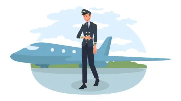 Vector illustration of Airplane pilot concept