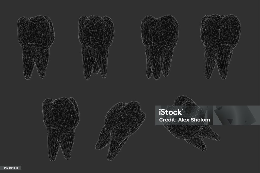 Teeth Vector Simple Vector Set Of 3d Teeth For Dental Medicine Stock Illustration ...