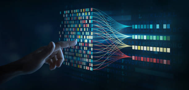Data science and big data technology. Big data analytics visualizing complex data set. Data science and big data technology. Big data analytics visualizing complex data set on touchscreen. Data mining. complexity stock pictures, royalty-free photos & images