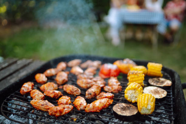 istock Assorted delicious grilled meat with barbecue grilled vegetables. 1495656486