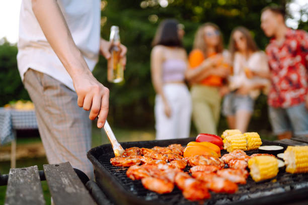 istock Assorted delicious grilled meat with barbecue grilled vegetables. 1495656499