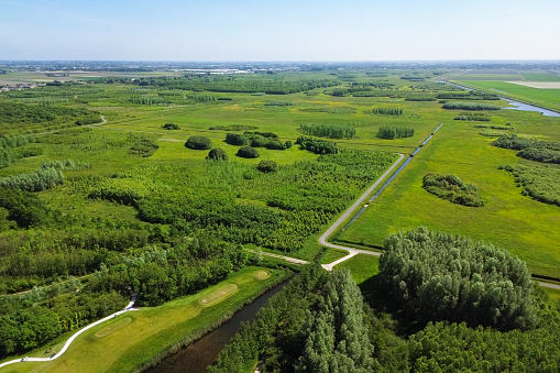 Aerial view of recreational area Bentwoud, near Zoetermeer, The Netherlands.