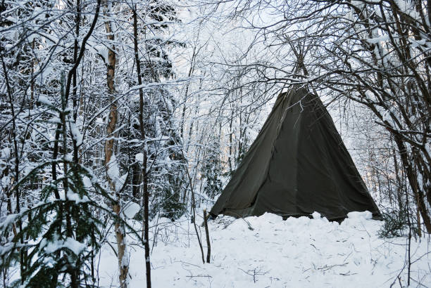 istock indian tepee in the winter forest 1495665054