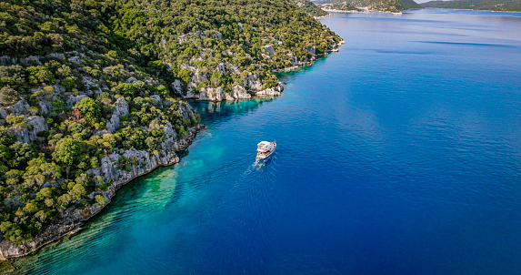 Kekova, also named Caravola, is a small Turkish island near Demre (Demre is the Lycian town of Myra) district of Antalya province which faces the villages of Kaleköy (ancient Simena) and Üçağız (ancient Teimioussa). Kekova has an area of 4.5 km2 (2 sq mi) and is uninhabited.