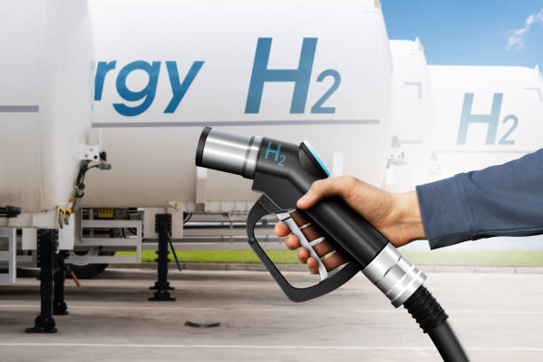 istock Hydrogen tank trailers stand in a row. Clean fuel concept 1495680038