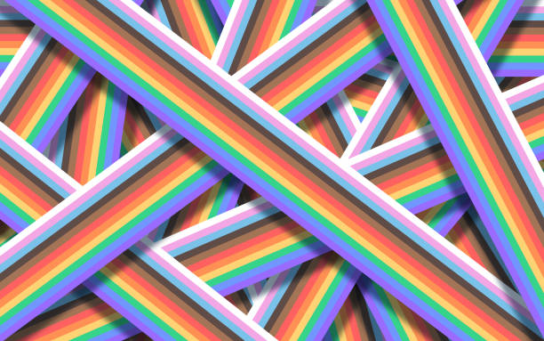 illustrazioni stock, clip art, cartoni animati e icone di tendenza di pride colori lgbtqia+ linee sovrapposte sfondo astratto stratificato - rainbow striped abstract in a row