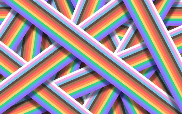 Vector illustration of Pride Colors LGBTQIA+ Overlapping Lines Layered Abstract Background