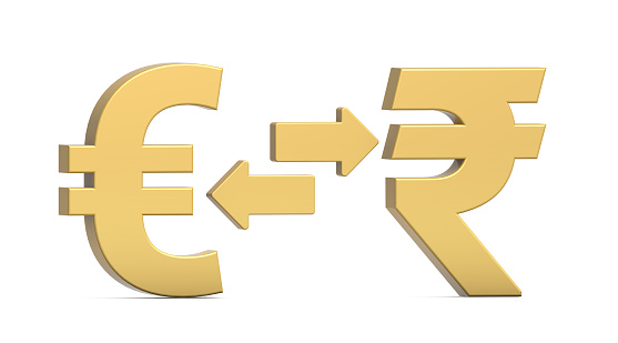 Euro to Rupee Currency Exchange isolated on white background. Currency Exchange 3d.