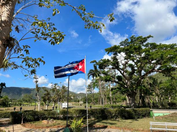 istock Cuban flag at side of road 1495689211