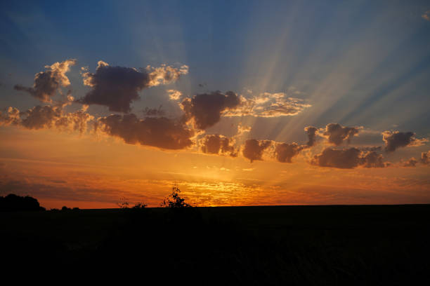 istock Sun rays in the sunset or sunrise over the countryside 1495698729