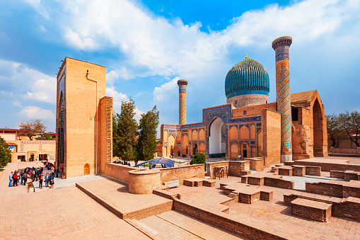 Guri Amir or Gur Emir is a mausoleum of the Mongol conqueror Amir Temur or Tamerlane in Samarkand, Uzbekistan