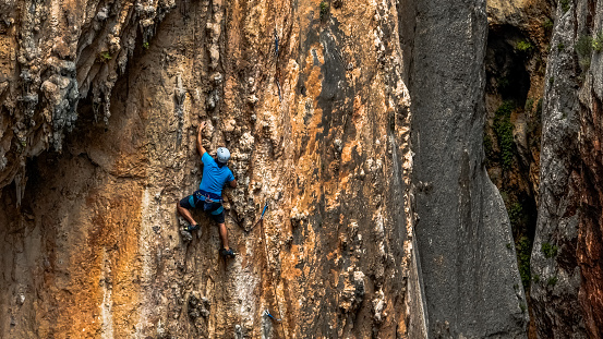 Rock climbing is a sport in which participants climb up, across, or down natural rock formations. The goal is to reach the summit of a formation or the endpoint of a usually pre-defined route without falling. Rock climbing is a physically and mentally demanding sport, one that often tests a climber's strength, endurance, agility and balance along with mental control. Knowledge of proper climbing techniques and the use of specialized climbing equipment is crucial for the safe completion of routes.

Because of the wide range and variety of rock formations around the world, rock climbing has been separated into several different styles and sub-disciplines, such as scrambling, bouldering, sport climbing, and trad (traditional) climbing.