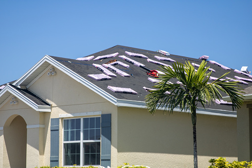 Construction on a new roof being worked on