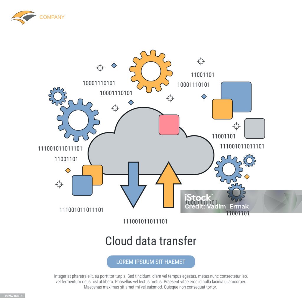 Computing Task Transfer Cloud Data Transfer Vector Concept Stock Illustration - Download Image ...