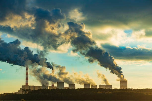 석탄 화력 발전소 - pollution coal carbon dioxide smoke stack 뉴스 사진 이미지