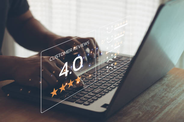 istock Customer service and Satisfaction concept. Man give a rating to service experience on online application for Customer review satisfaction feedback survey. Business Technology Internet Network. 1495723206