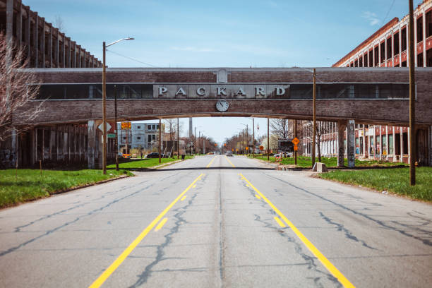 Fábrica abandonada da Packard. Detroit (Michigan) - foto de acervo