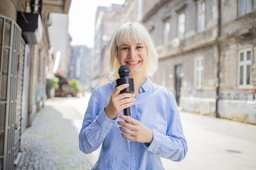 TV reporter on a live report