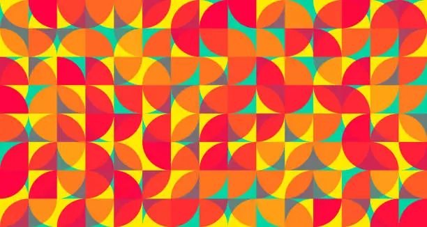 Vector illustration of Seamless colorful Bauhaus retro pattern background wallpaper