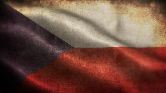 Closeup of grunge Czech Republic waving flag loopable stock video