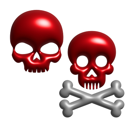 3d ballon Red skull and crossbones