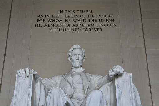 Up close view of interior of Lincoln Memorial