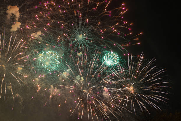 istock Red yellow and green fireworks celebration 1495732525