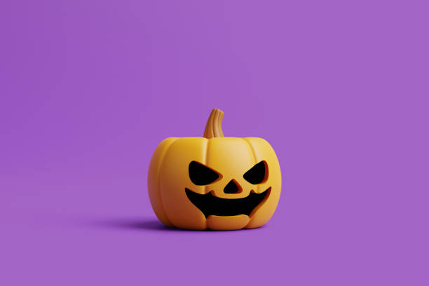 istock Jack-o-Lantern pumpkin on purple background 1495734654
