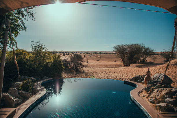 istock A pool overviewing the the Dubai desert 1495734779