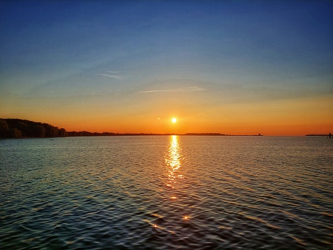 Orange sunset on the Baltic Sea