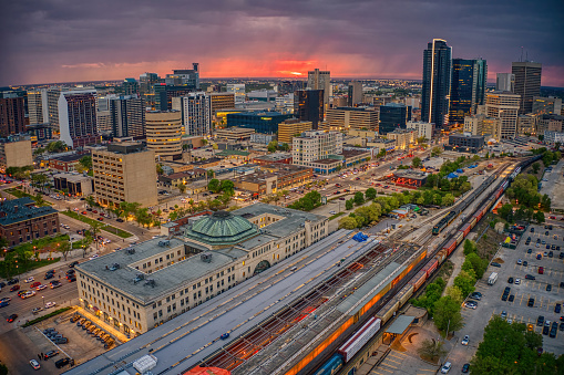 Vista aérea de Winnipeg, Manitoba durante el verano photo