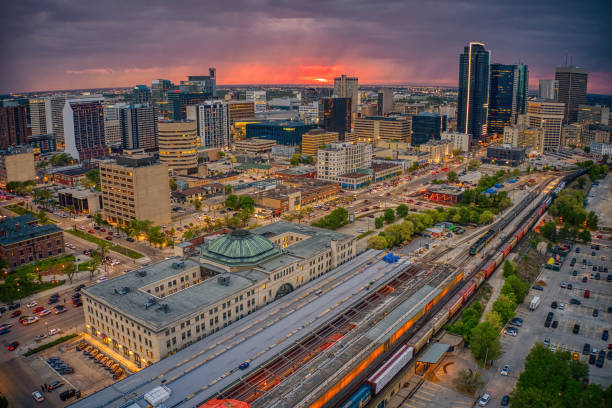 Aerial View of Winnipeg, Manitoba during Summer stock photo