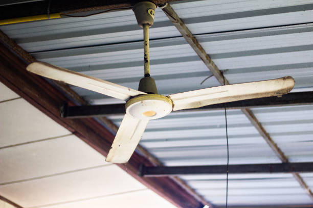 istock An old white ceiling fan installed on the roof. 1495737045