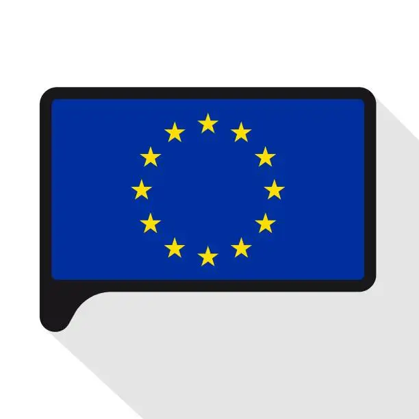 Vector illustration of Speech Bubble flag of European Union. The symbol of Independence Day, a souvenir, a button language, an icon.
